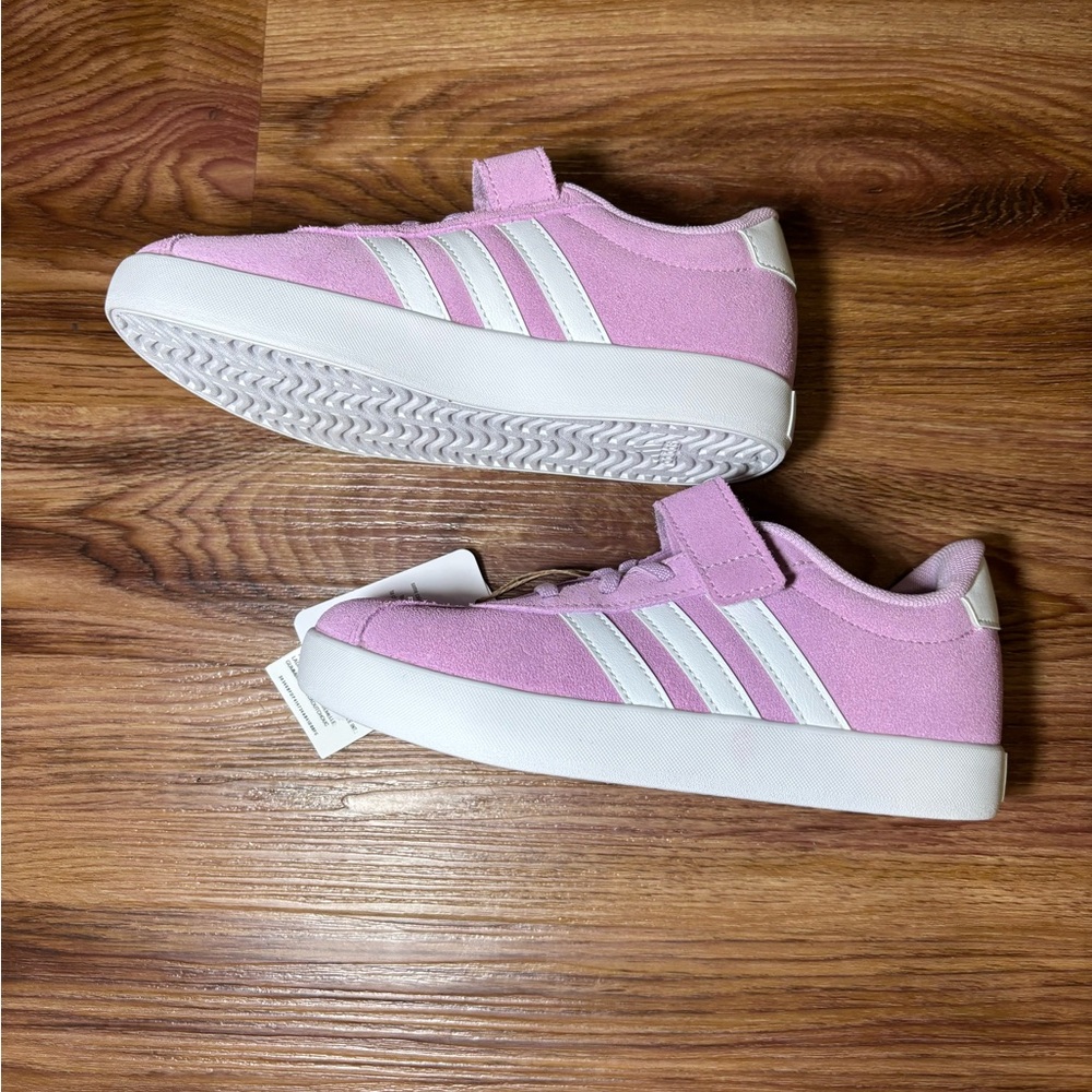 Pink Suede Casual Sneakers with White Stripes
